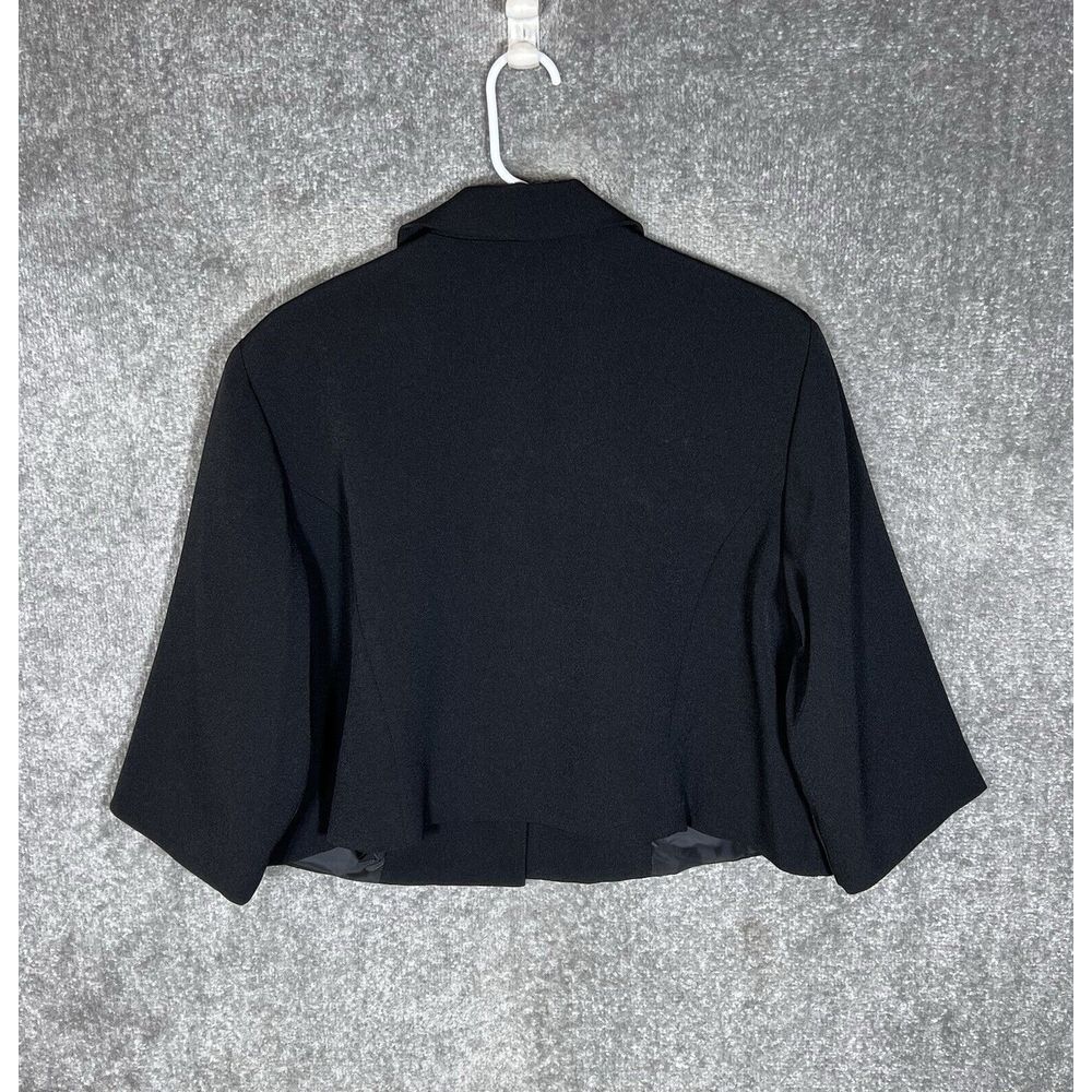 Le Bos Cropped Open Cardigan Blazer Womens Size 18W Black Lined 3/4 Sleeve - Picture 2 of 6